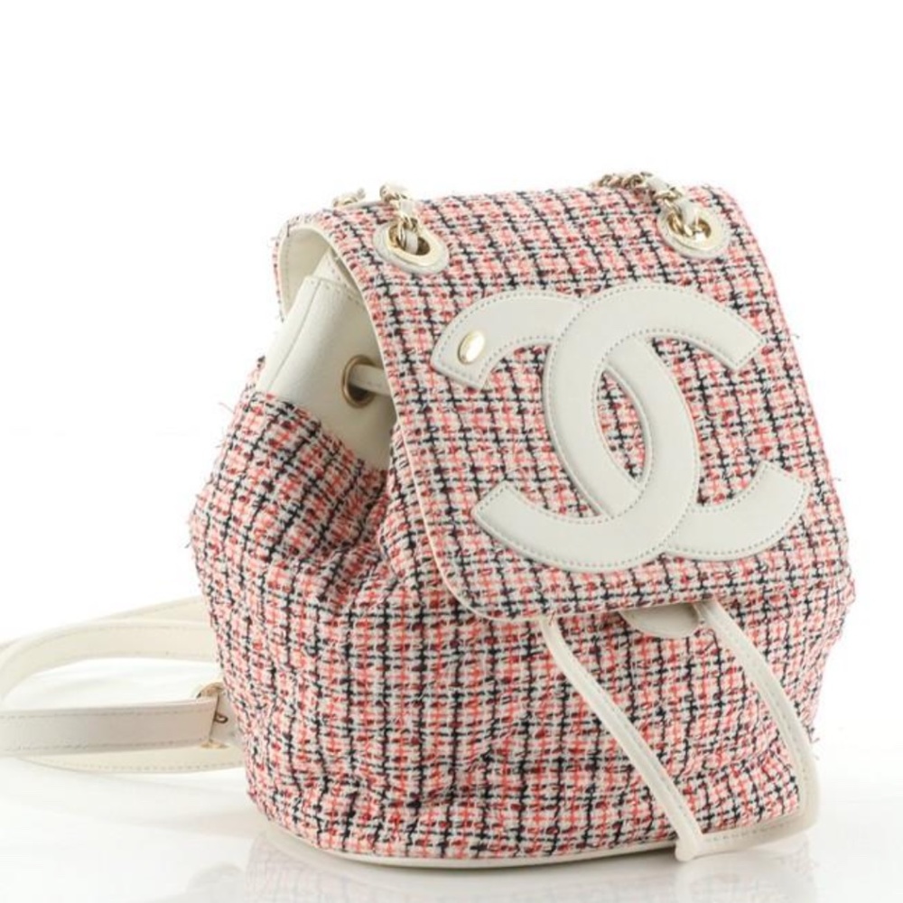 CHANEL Tweed CC Mania Backpack Black Red White